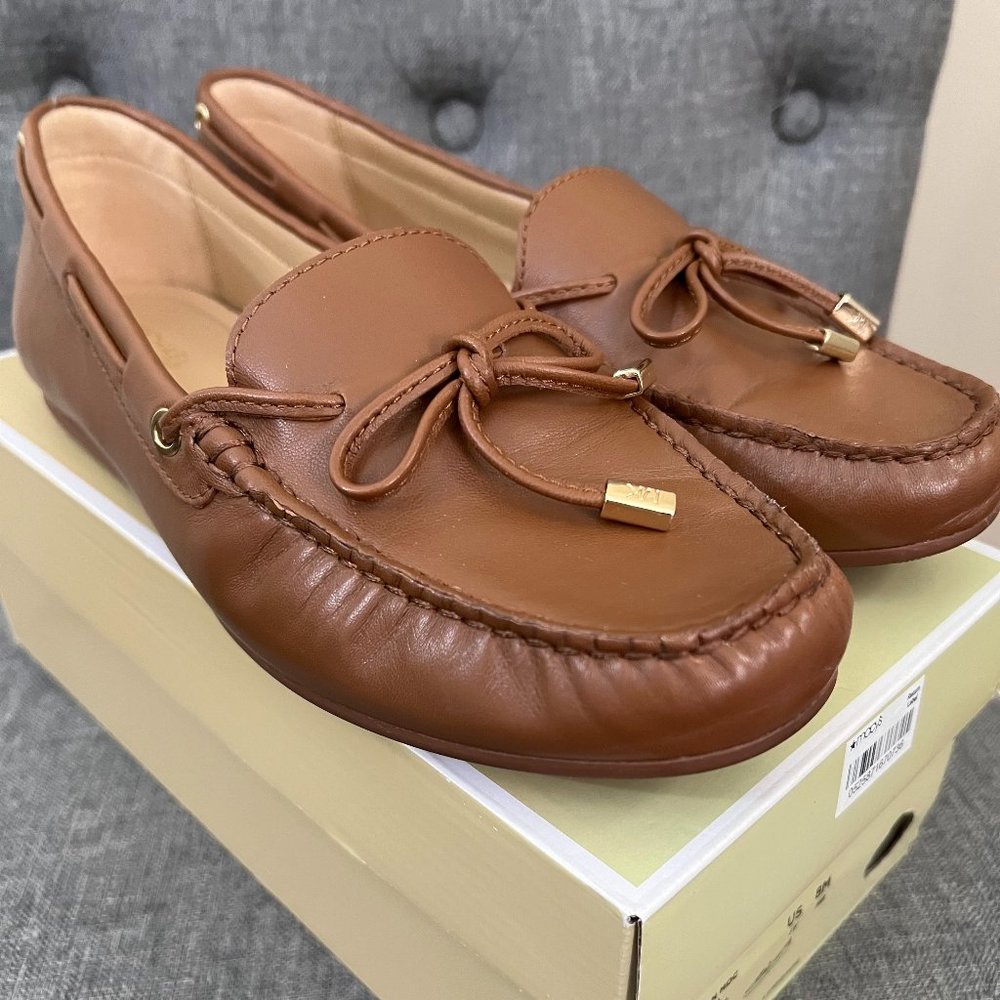 Michael Kors tan leather moccasins